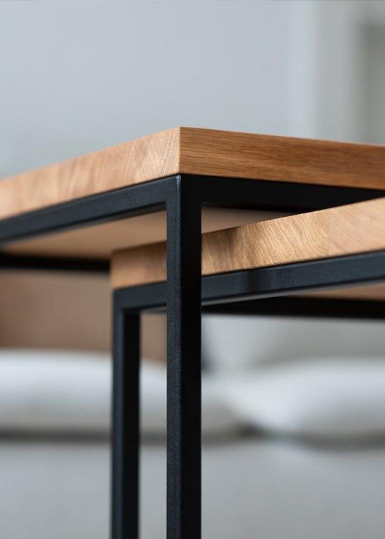 Elegant nesting tables with metal frame