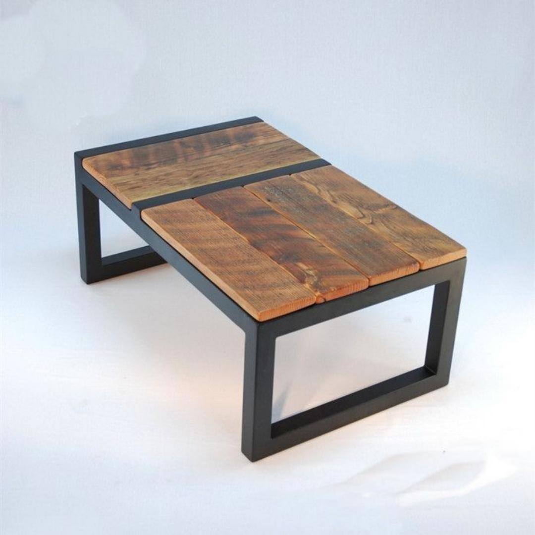loft style tables. metal frame wooden top
