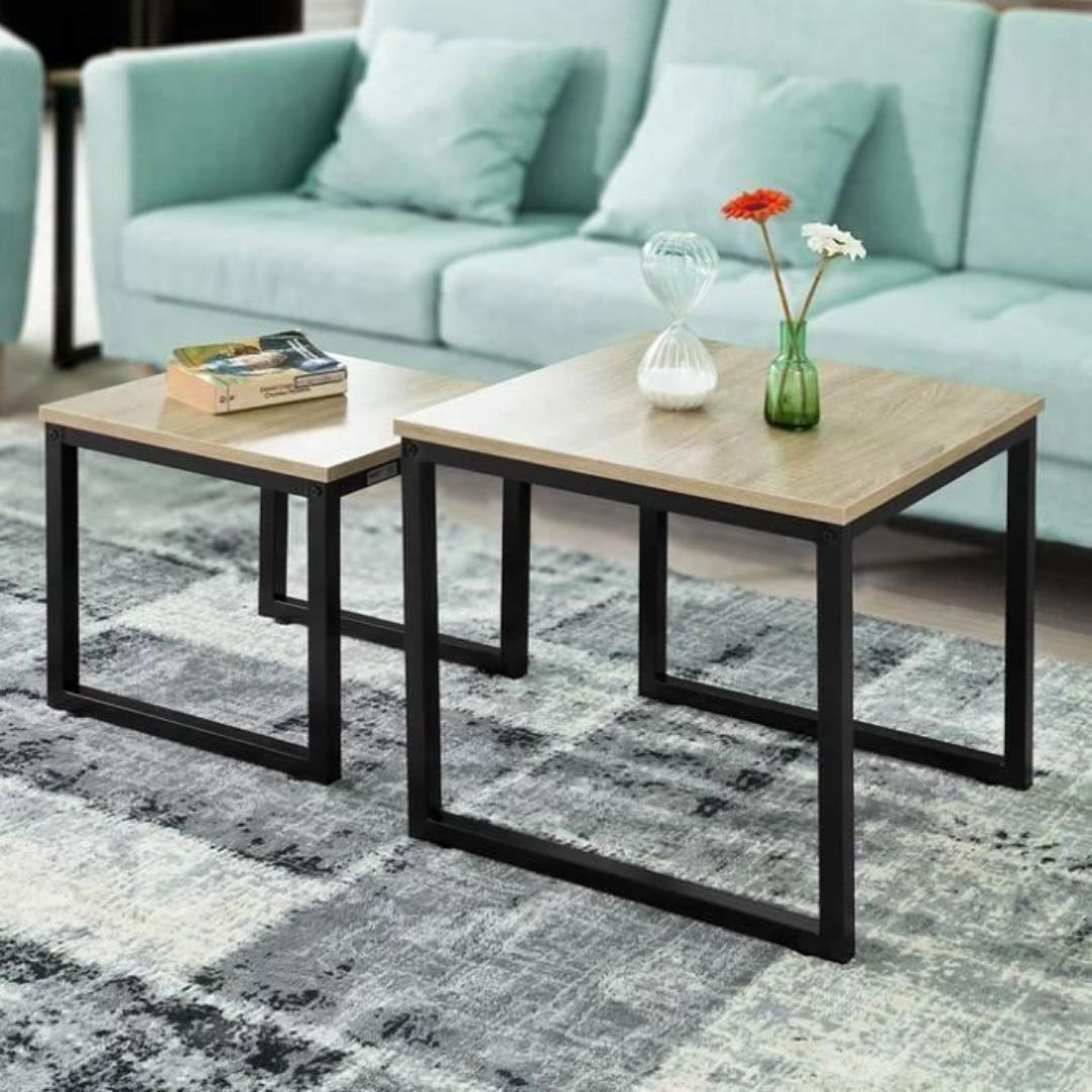 Elegant nesting tables with metal frame