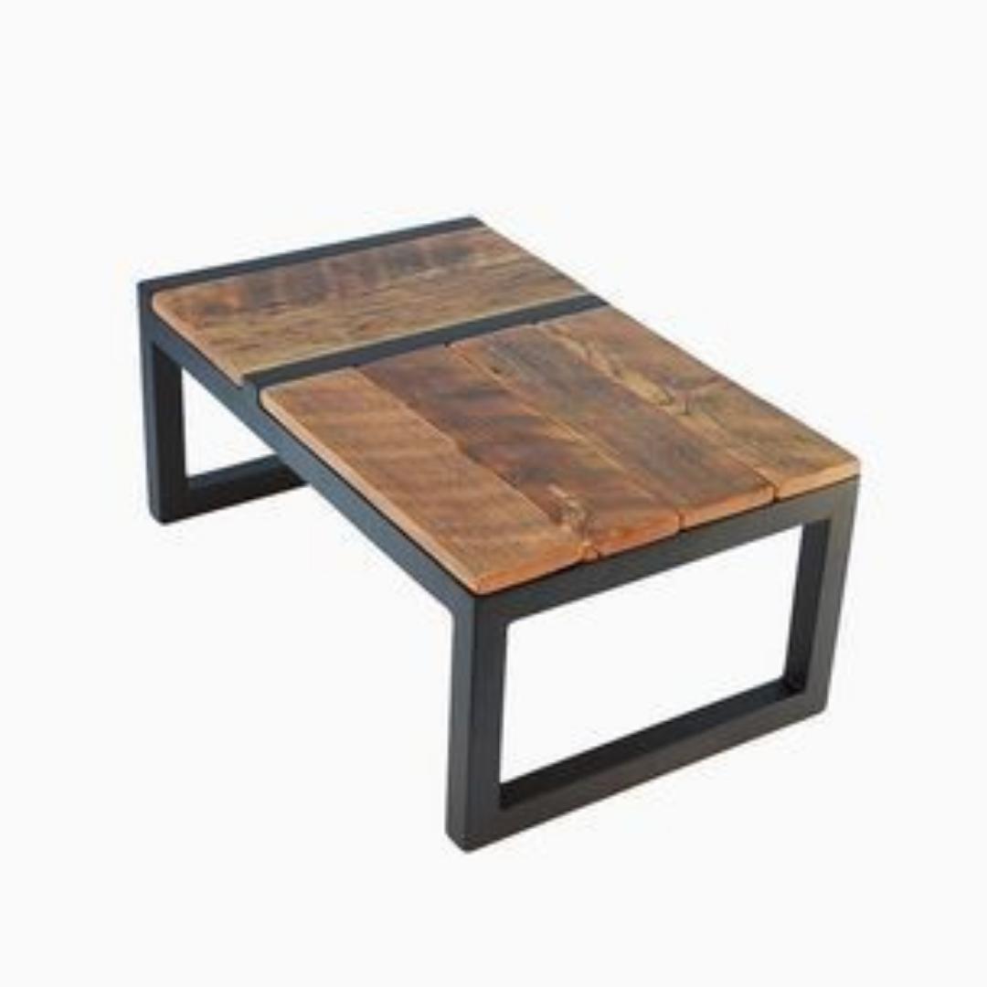 loft style tables. metal frame wooden top