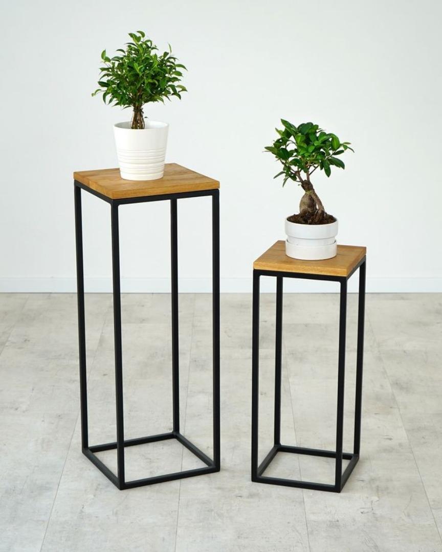 loft style pedestal end table. outdoor and indoor home and office decor