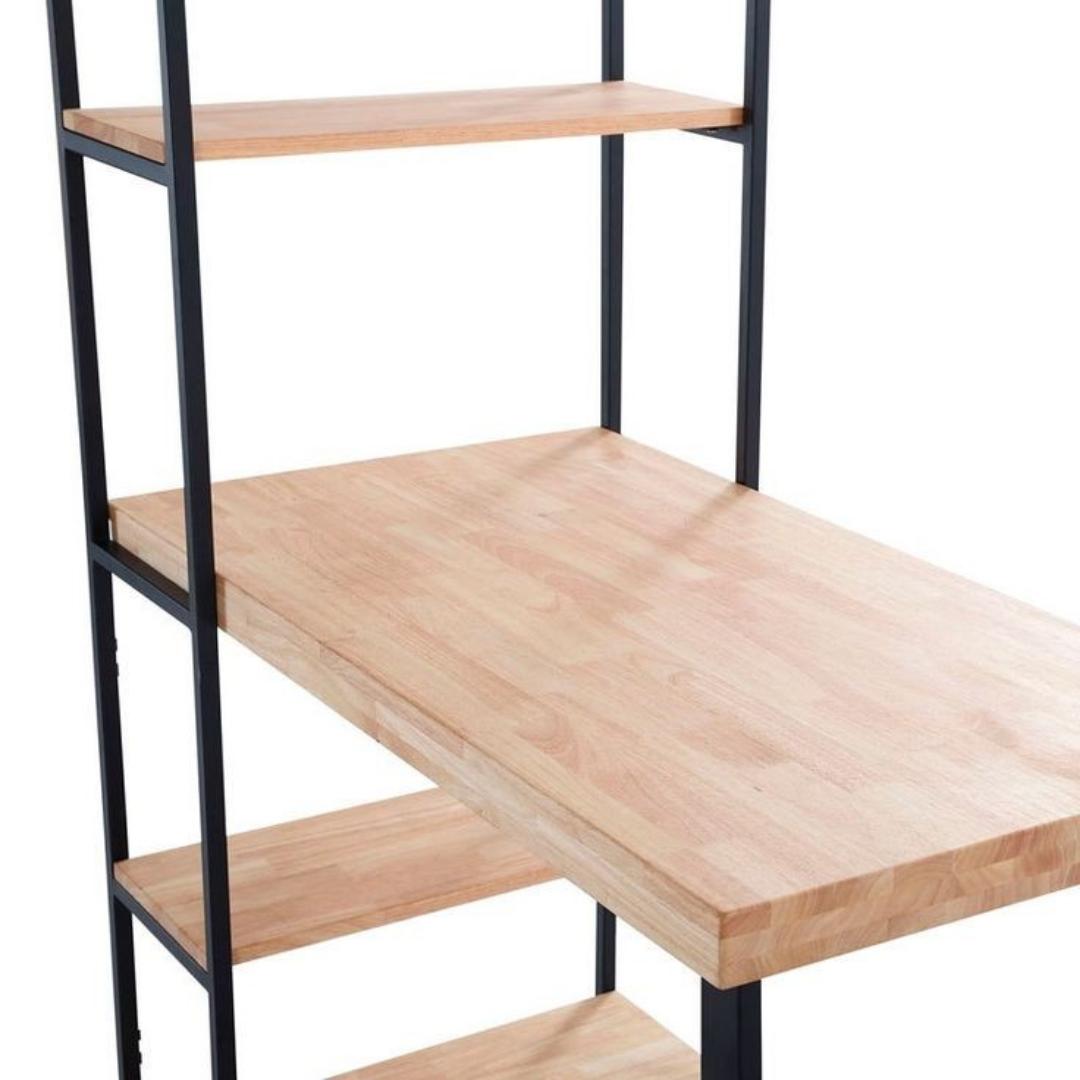 Synergy Space-Saver office Desk with Vertical Storage. Industrial design with five open shelves