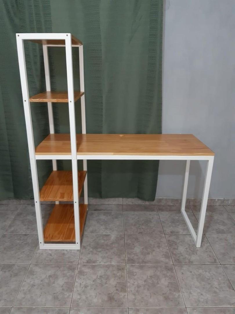 Industrial Style office Desk with Integrated Shelving Unit. Open industrial design stylish and practical.