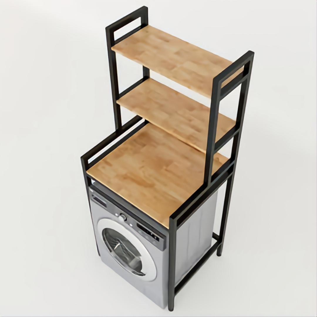 Over Washing Machine Storage Rack - 3-Tier Laundry Room Organizer with Steel Frame & Wood Shelves
