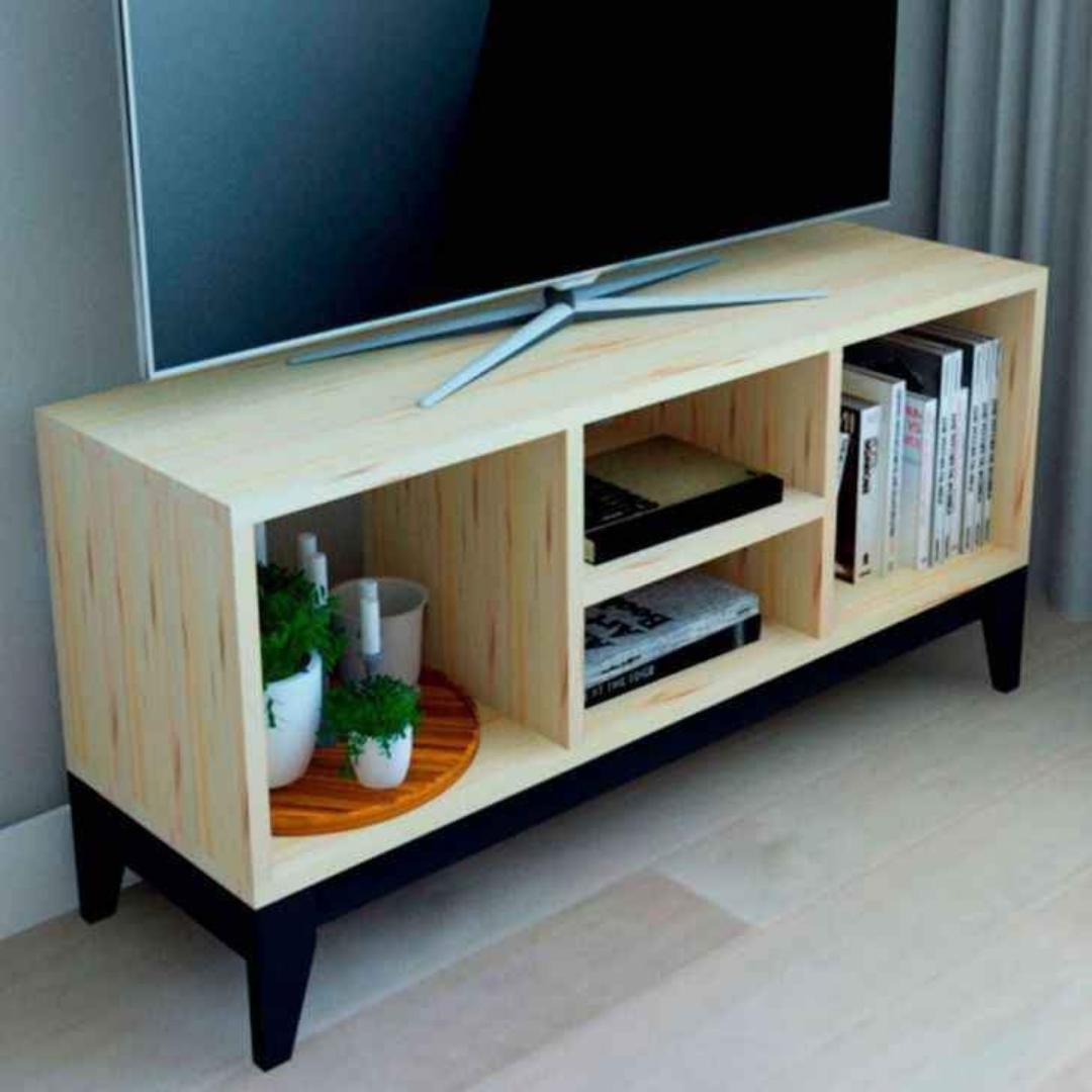 Minimalist Modern White TV Stand with Wood Legs and Storage Shelves strong and sturdy signature living room console