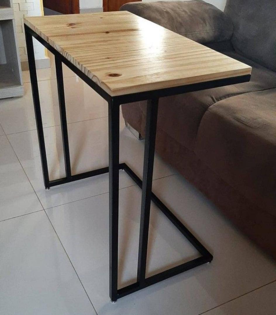 Multifunctional Sofa Side C Table - Compact Laptop Stand & Portable Mini Office Desk for Living Room/Bedroom, Modern Wood & Steel DesignSpace-Saving & Easy Move Home Office Workstation