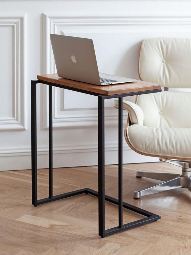 Multifunctional Sofa Side C Table - Compact Laptop Stand & Portable Mini Office Desk for Living Room/Bedroom, Modern Wood & Steel DesignSpace-Saving & Easy Move Home Office Workstation