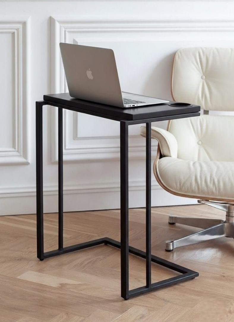 Multifunctional Sofa Side C Table - Compact Laptop Stand & Portable Mini Office Desk for Living Room/Bedroom, Modern Wood & Steel DesignSpace-Saving & Easy Move Home Office Workstation