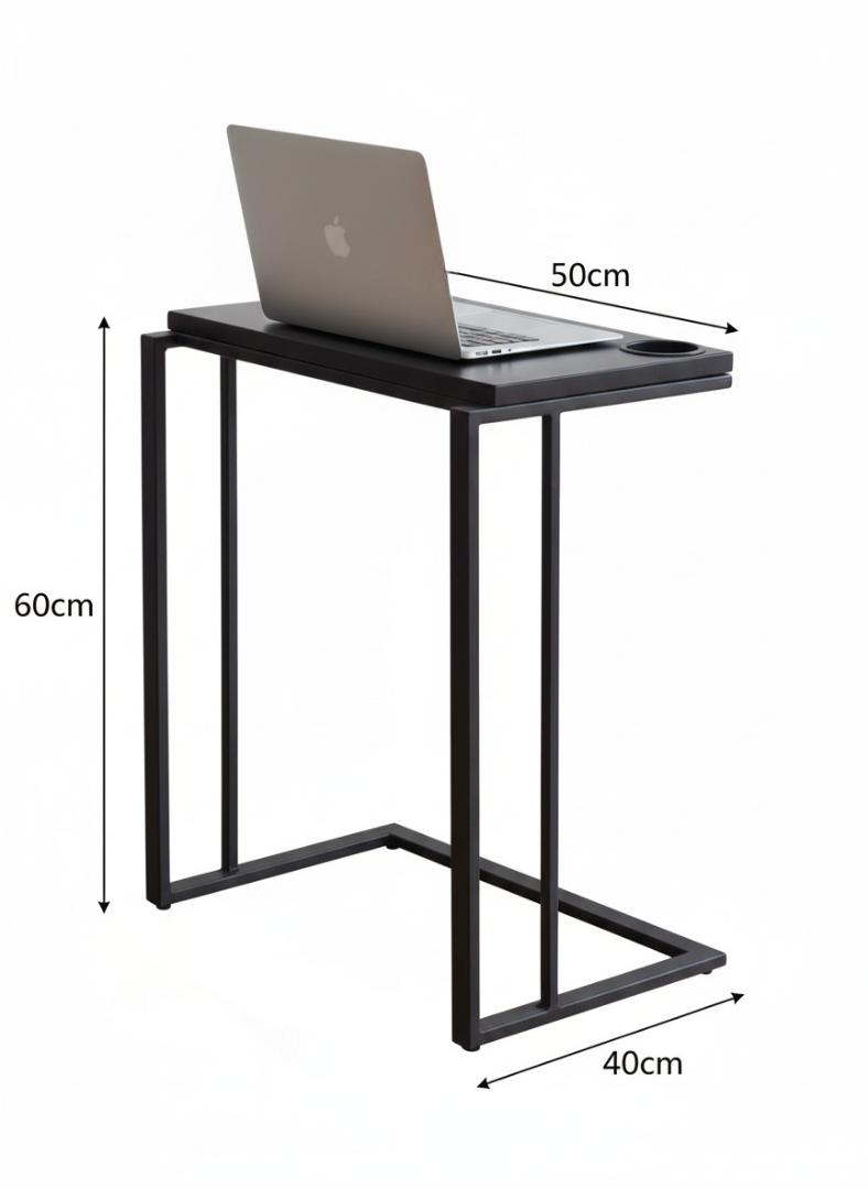 Multifunctional Sofa Side C Table - Compact Laptop Stand & Portable Mini Office Desk for Living Room/Bedroom, Modern Wood & Steel DesignSpace-Saving & Easy Move Home Office Workstation