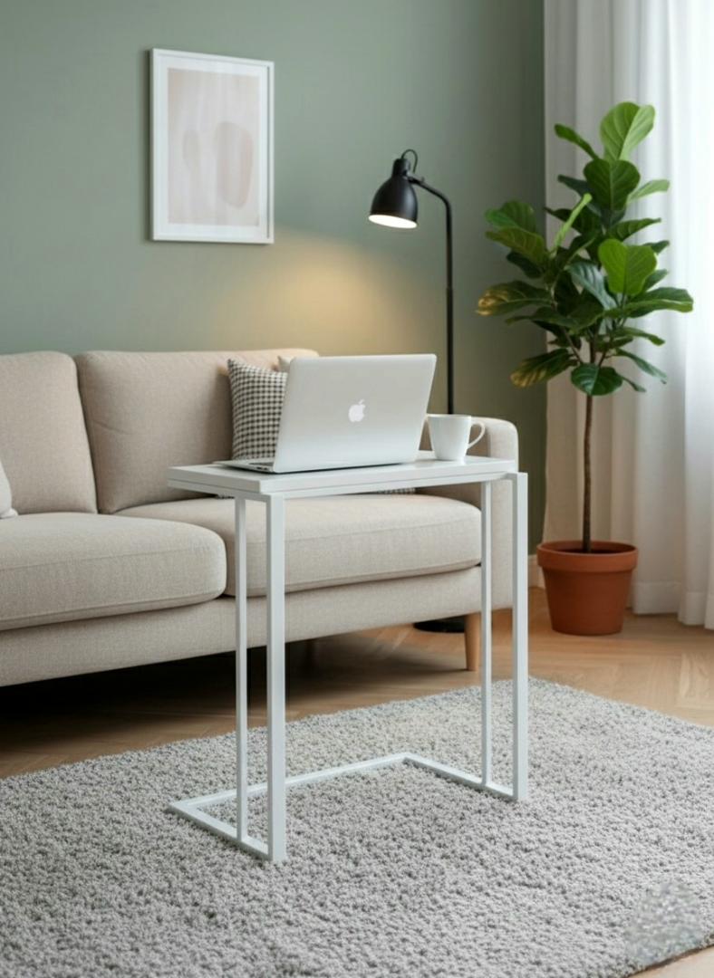 Multifunctional Sofa Side C Table - Compact Laptop Stand & Portable Mini Office Desk for Living Room/Bedroom, Modern Wood & Steel DesignSpace-Saving & Easy Move Home Office Workstation