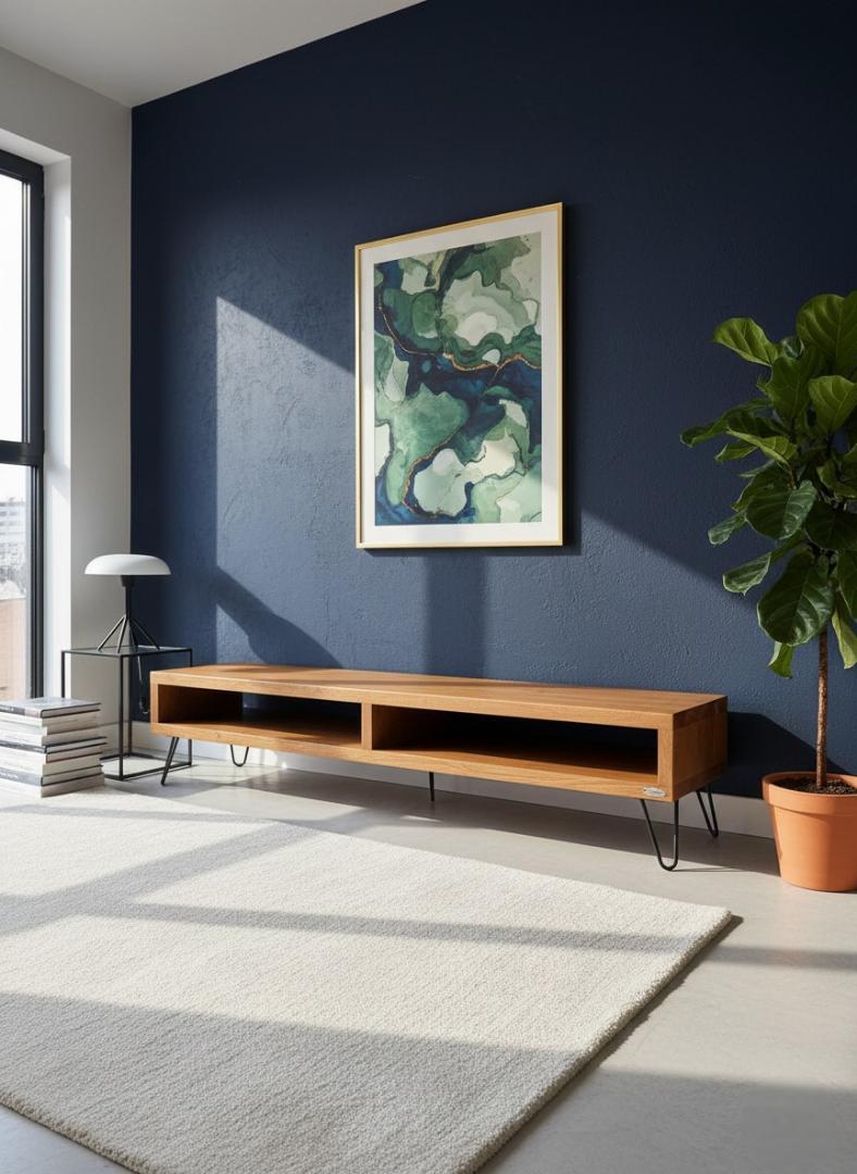 Natural seasoned wood ​Rustic Industrial TV Stand & Low Media Console | Vintage Wood Grain Entertainment Center with Open Shelf, Large TV Cabinet, Metal Legs