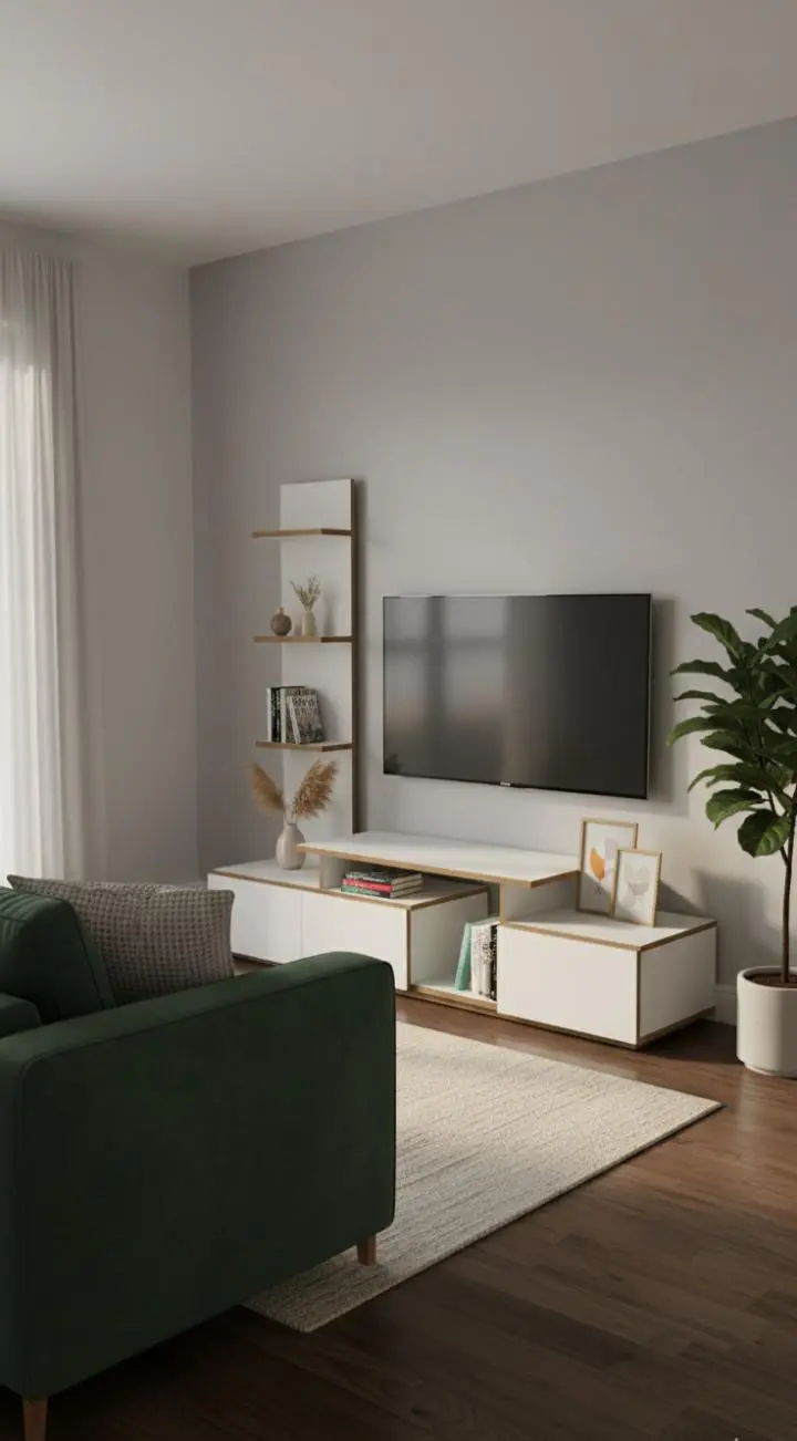 Modern White & Wood TV Stand | Entertainment Unit with Shelves & Storage | Living Room Media Console | Minimalist Home Decor | Kilimall Best Seller