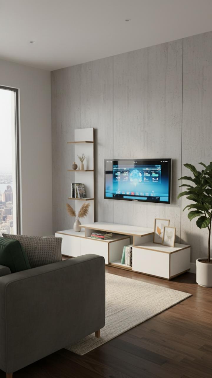 Modern White & Wood TV Stand | Entertainment Unit with Shelves & Storage | Living Room Media Console | Minimalist Home Decor | Kilimall Best Seller