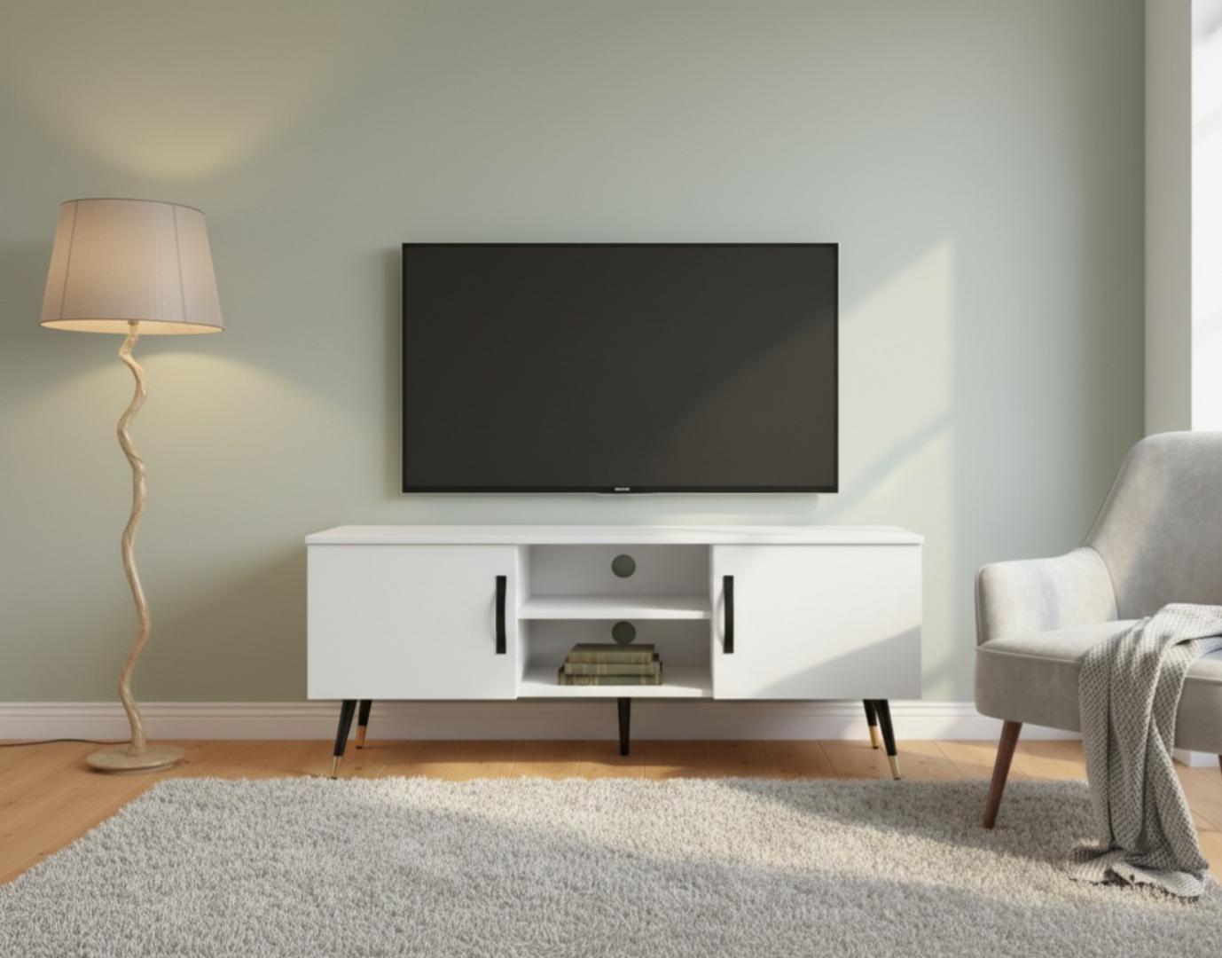 combo set Modern White TV Stand & Media Console with Storage | Elegant Living Room Entertainment Unit  Exclusive TV Cabinet - Stylish & Functional