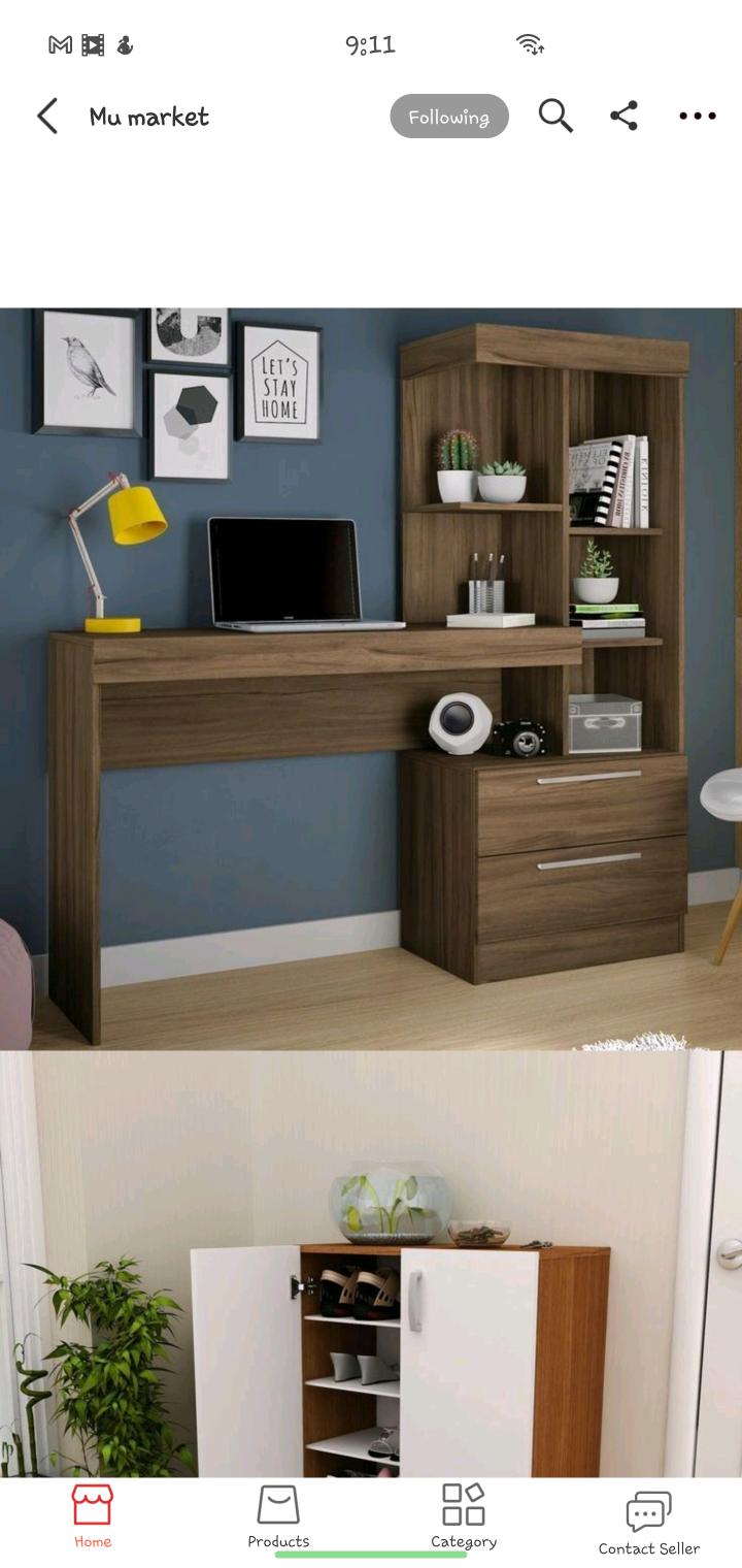 Modern White/Black/Brown Study Desk with Bookshelf & Storage Drawers - Ideal for Home Office & Student Use - Space-Saving Computer Table with Shelves