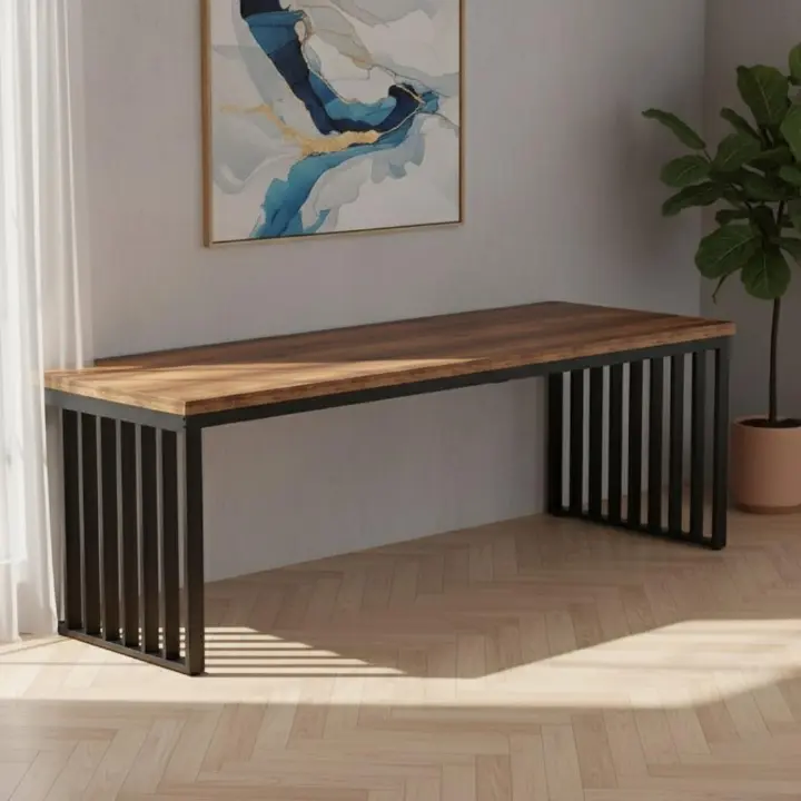 Modern Industrial Wood & Metal Desk/Table - Home Office, Dining, Study. Stylish, Durable & Versatile Furniture for Living Room, Kitchen, Bedroom. Kilimall Best Seller