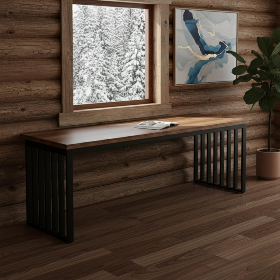 Modern Industrial Wood & Metal Desk/Table - Home Office, Dining, Study. Stylish, Durable & Versatile Furniture for Living Room, Kitchen, Bedroom. Kilimall Best Seller