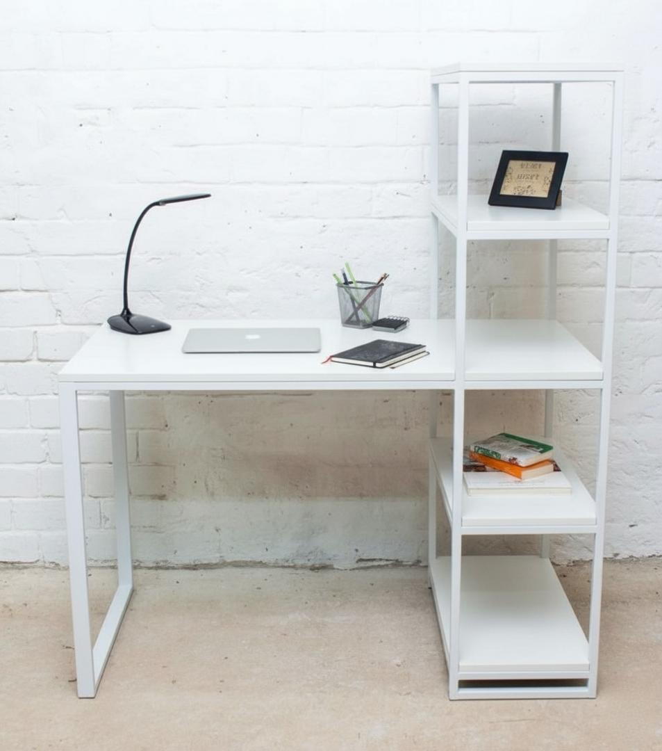 Modern Study Desk with Bookshelf - Home Office Computer Table with Storage, Industrial Wood & Metal Workstation. Space-Saving Furniture for Students & Professionals. Kilimall Kenya