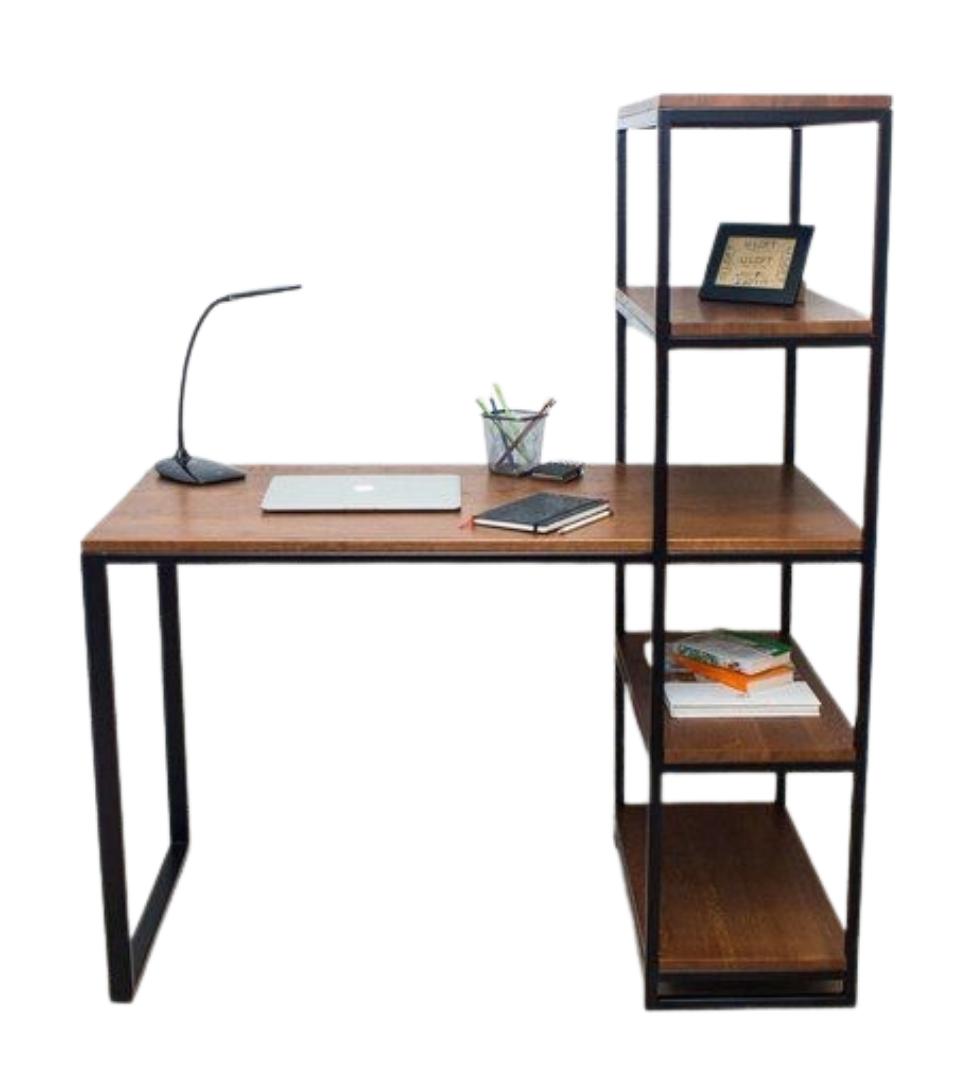 Modern Study Desk with Bookshelf - Home Office Computer Table with Storage, Industrial Wood & Metal Workstation. Space-Saving Furniture for Students & Professionals. Kilimall Kenya