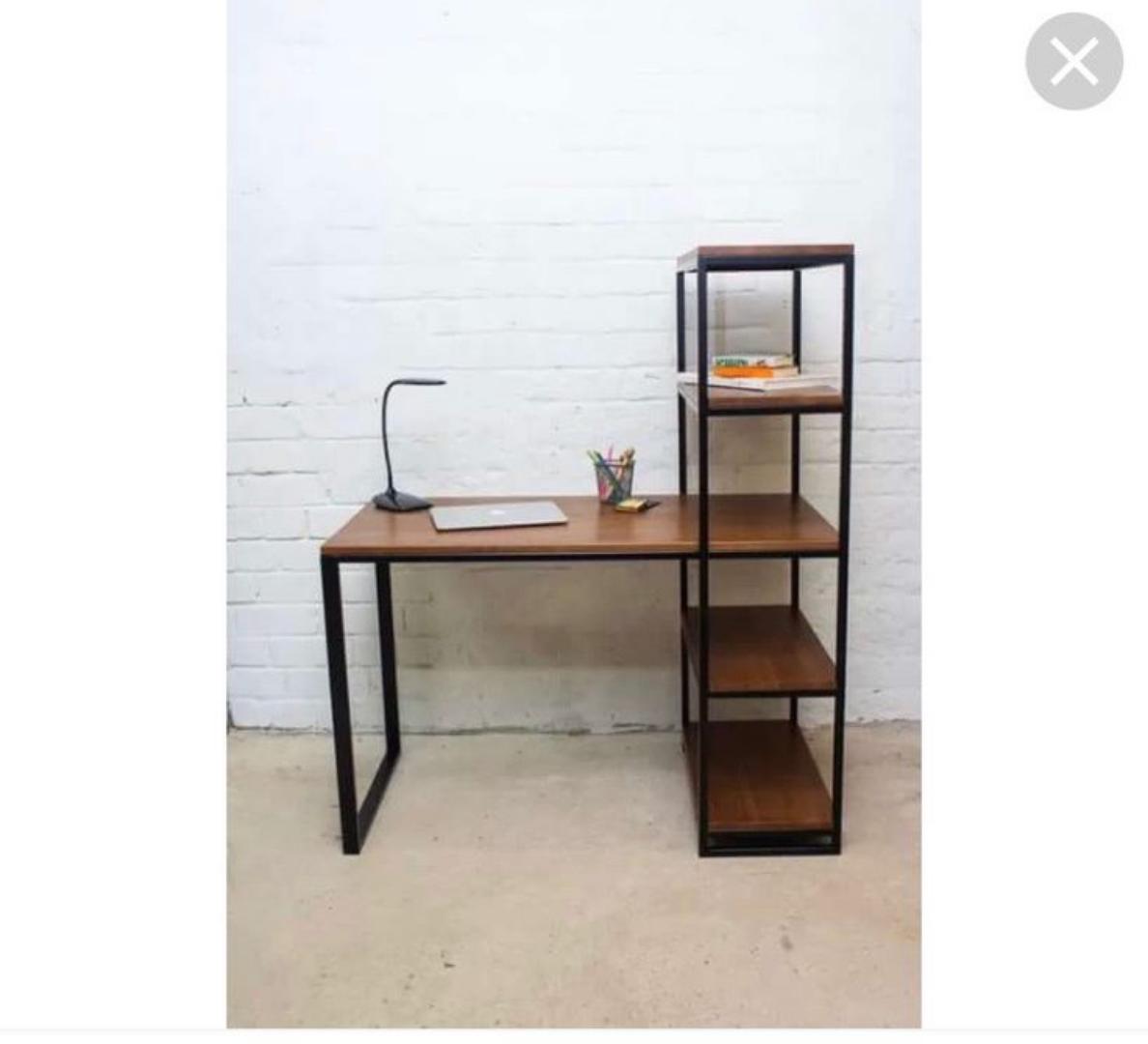 Modern Study Desk with Bookshelf - Home Office Computer Table with Storage, Industrial Wood & Metal Workstation. Space-Saving Furniture for Students & Professionals. Kilimall Kenya
