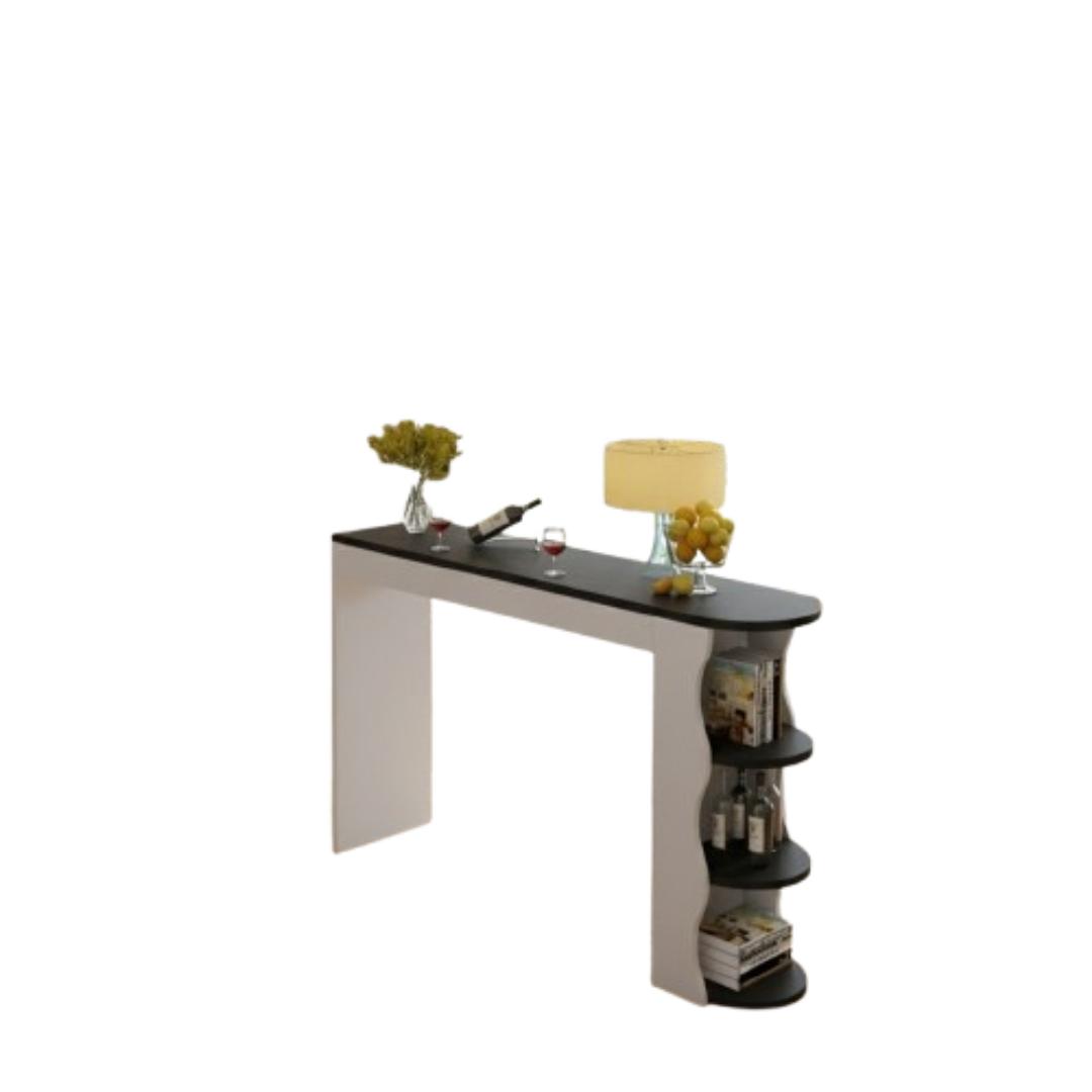 Modern Home Bar Table with Storage Shelves - Compact Kitchen Island & Wine Rack for Living Room, Dining, Cafe - Stylish & Space-Saving