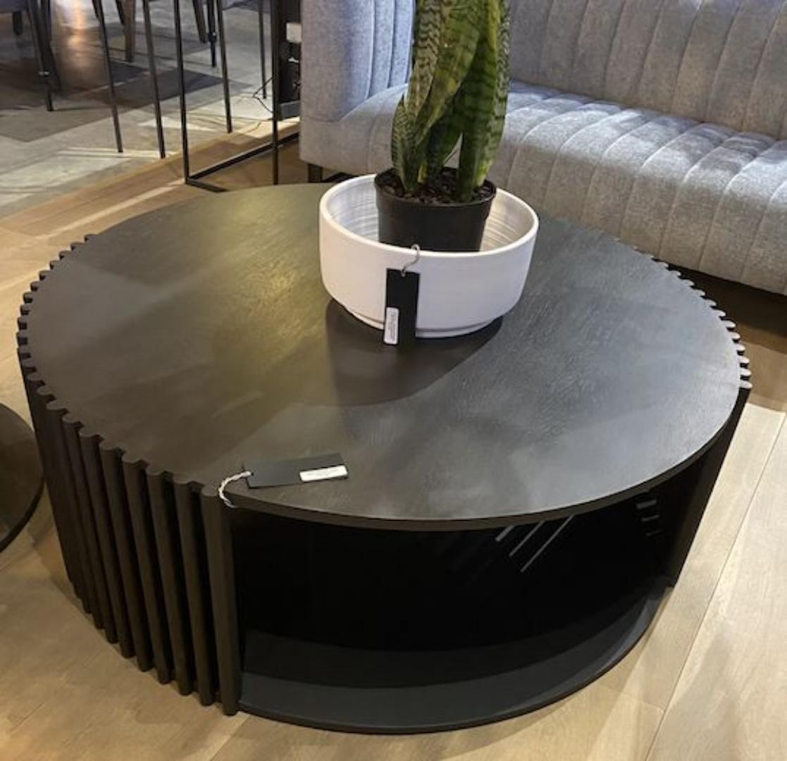 Modern Round Black Coffee Table - Stylish Living Room Center Table with Storage - Durable & Elegant Furniture for Home & Office
