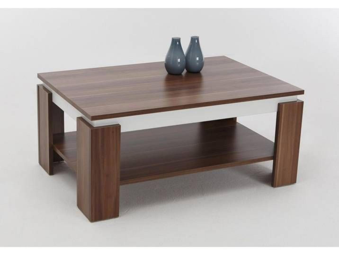 ​Modern Two-Tier Square Coffee Table - White/Black/Wood Top with Storage Shelf - Lounge Center Table for Living Room/Office Furniture