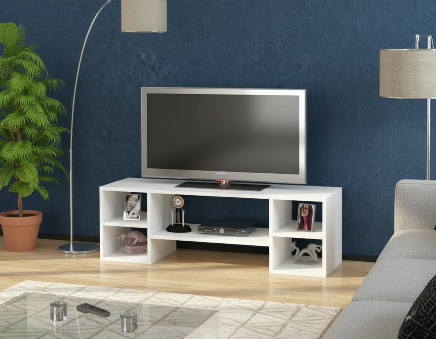 ​Modern TV Stand Console for 50/55/60 Inch Flat Screen TV, Media Storage Cabinet, Entertainment Unit with Shelves, Living Room/Bedroom Furniture