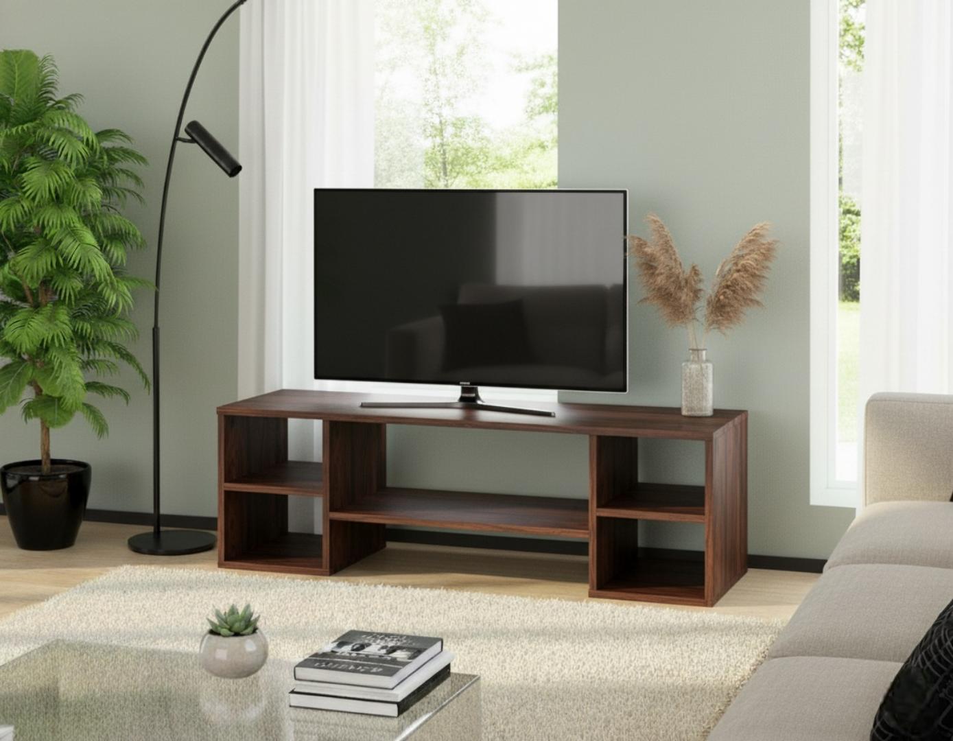 ​Modern TV Stand Console for 50/55/60 Inch Flat Screen TV, Media Storage Cabinet, Entertainment Unit with Shelves, Living Room/Bedroom Furniture