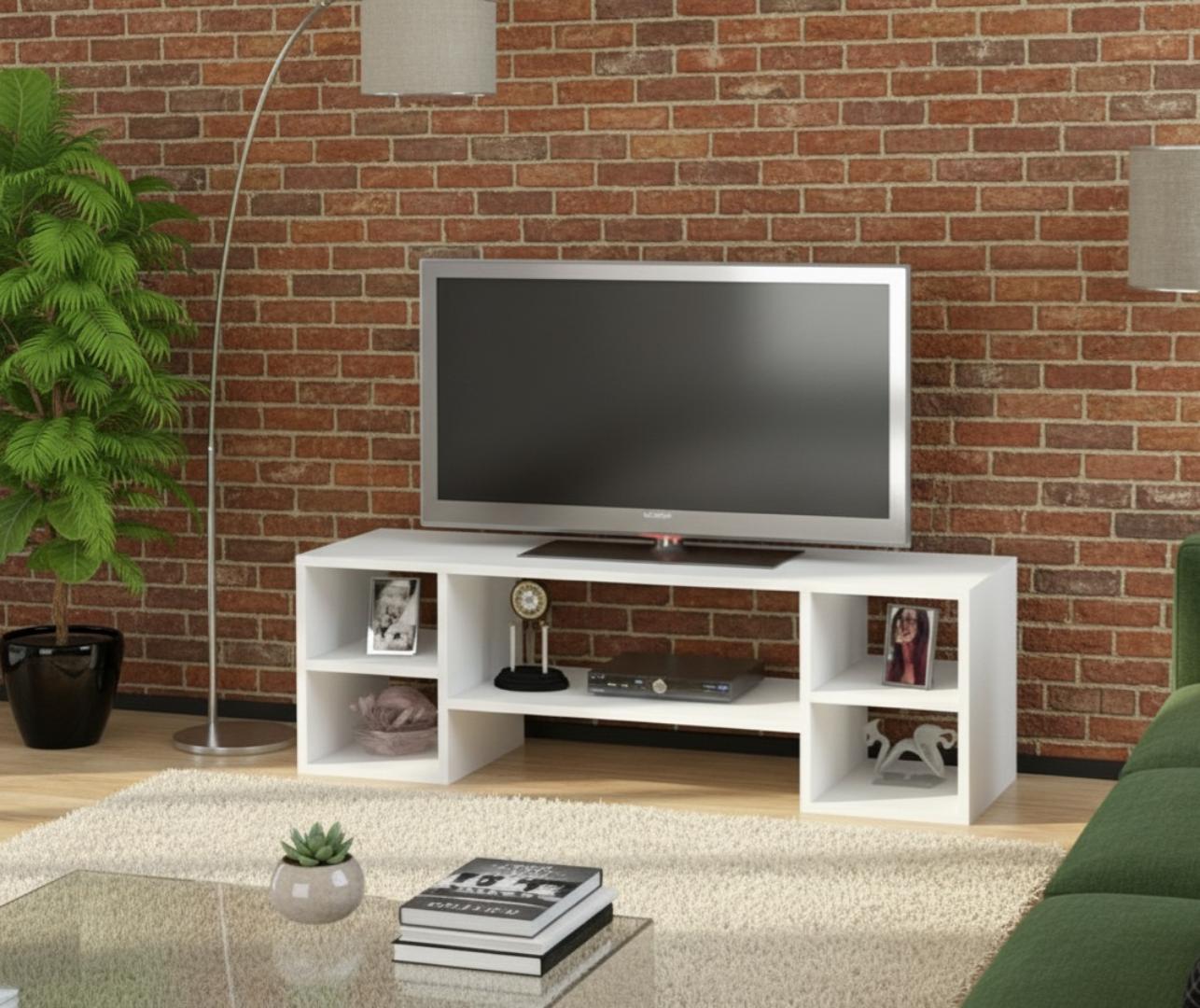 ​Modern TV Stand Console for 50/55/60 Inch Flat Screen TV, Media Storage Cabinet, Entertainment Unit with Shelves, Living Room/Bedroom Furniture