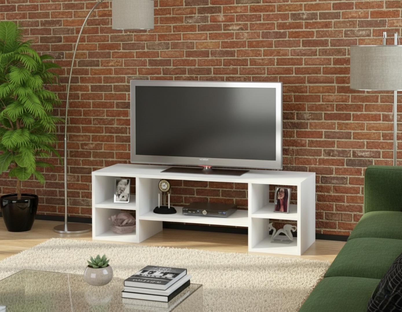 ​Modern TV Stand Console for 50/55/60 Inch Flat Screen TV, Media Storage Cabinet, Entertainment Unit with Shelves, Living Room/Bedroom Furniture