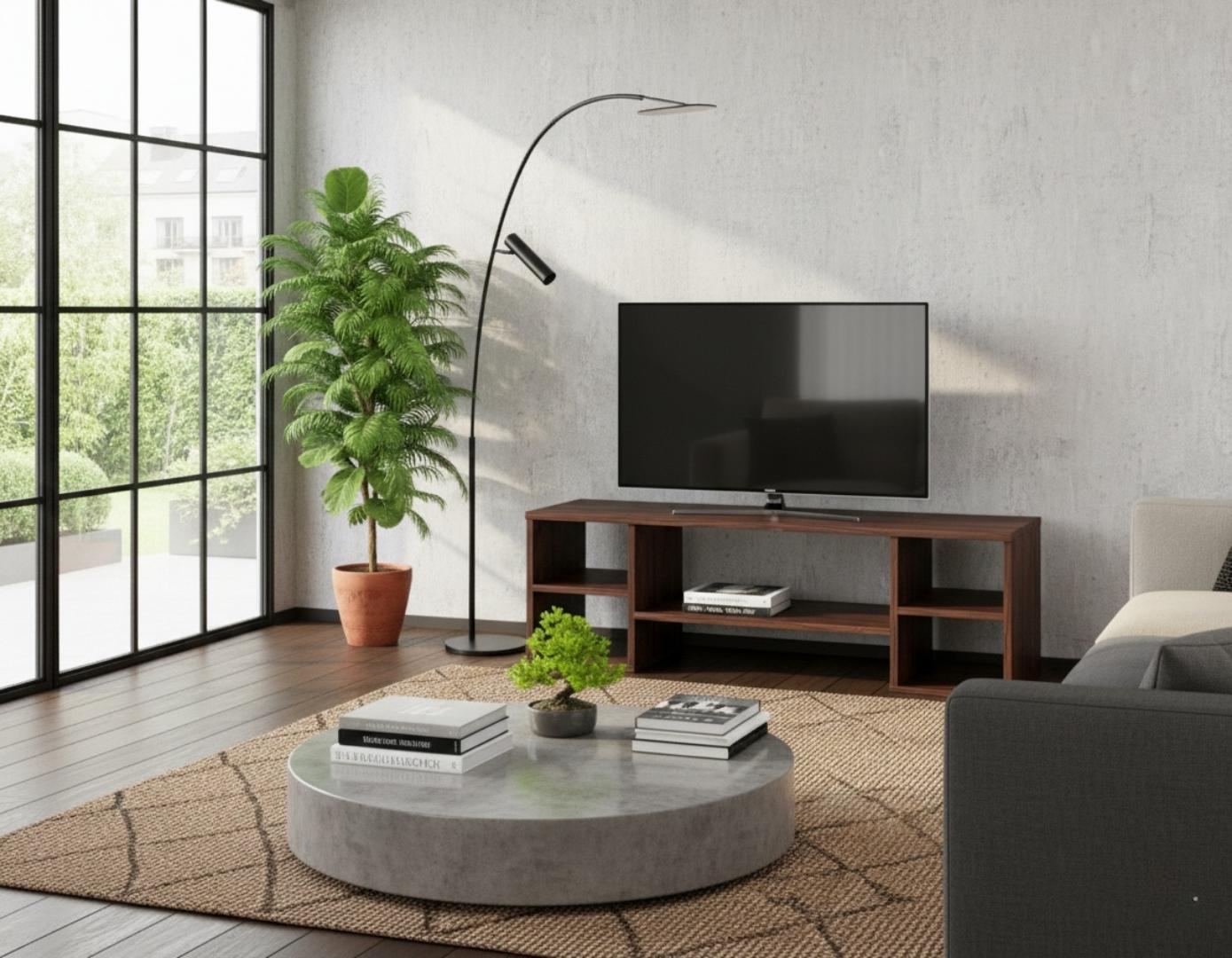 ​Modern TV Stand Console for 50/55/60 Inch Flat Screen TV, Media Storage Cabinet, Entertainment Unit with Shelves, Living Room/Bedroom Furniture