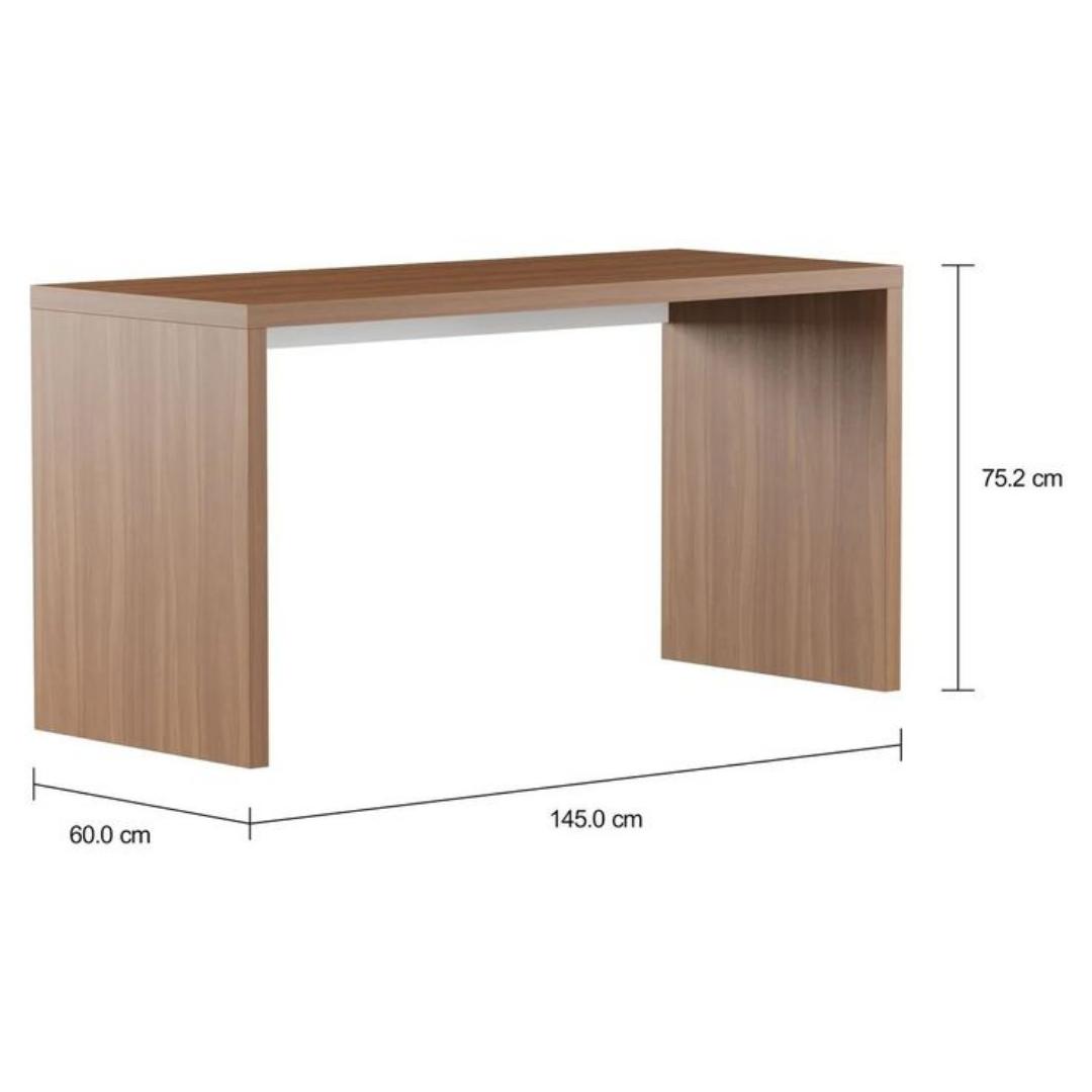 ​Large Executive Office Desk 145cm - Modern Management Workstation Table - Professional CEO/Manager/Boss Furniture - Woodgrain Top with White Modesty Panel