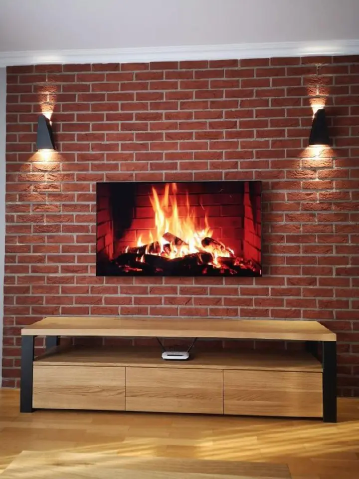 ​Modern Wood & Metal TV Stand: Oak Entertainment Center Console with Storage Drawers - Industrial Media Cabinet for 65" Flat Screen