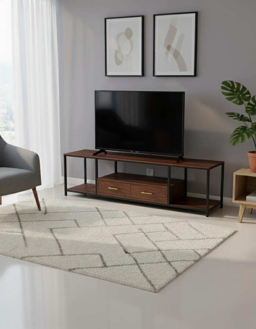 Elegant Modern White Marble & Gold TV Stand Media Console with Storage Drawers and Open Shelves for Living Room, Entertainment Center, Home Decor