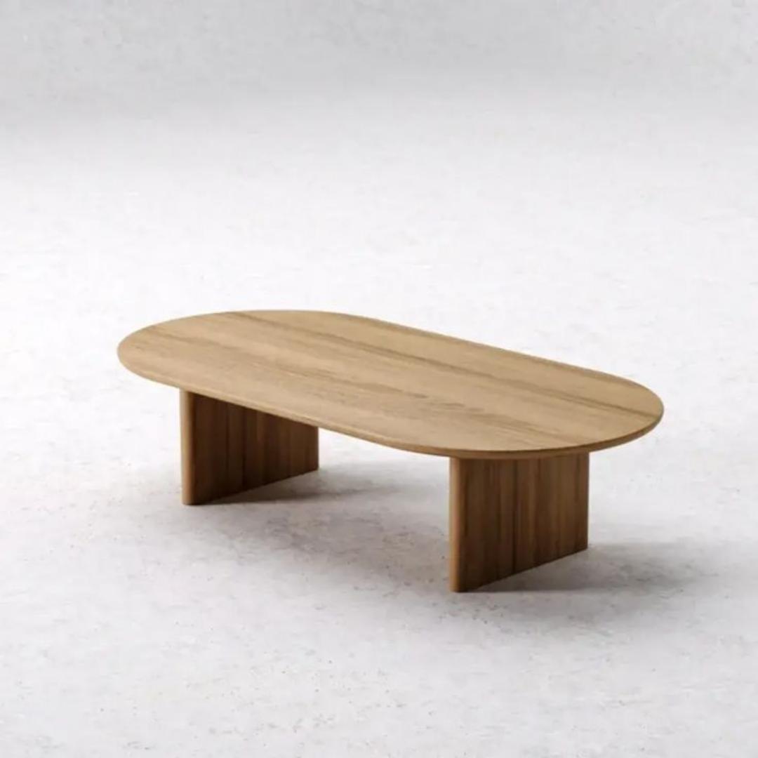 ​Modern Oval Coffee Table - Minimalist Living Room Centerpiece, White or Dark Walnut Wood Style - Unique Low Profile Design, Chic design Sofa Side Accent Furniture