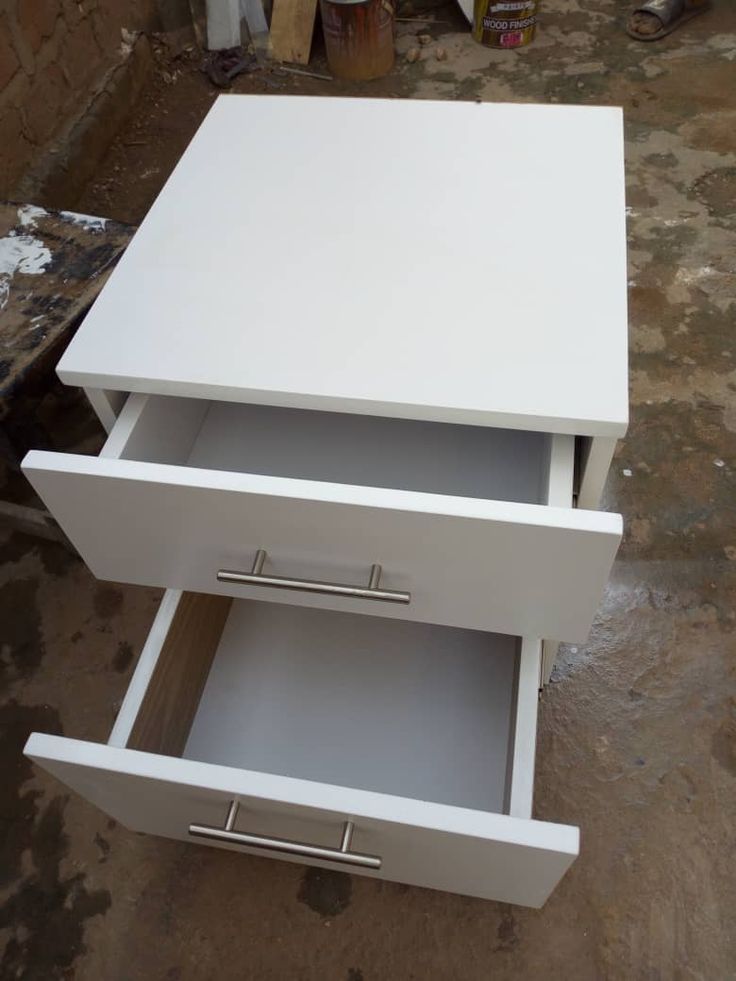 Modern White 2-Drawer Bedside Table & Home Office Storage Cabinet | Durable Wooden Nightstand with Metal Handles for Bedroom, Study, & Living Room – Sleek Minimalism Side Table & Pedestal Organizers