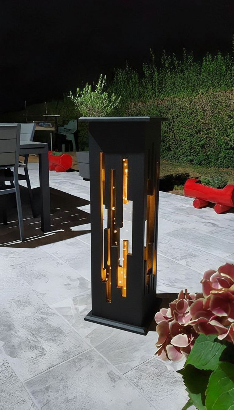 ​Modern Nordic Wooden Floor Lamp - Elegant Tower LED Night Light for Living Room & Bedroom, Decorative Geometric Ambient Lighting, Minimalist Tall Timber Column Light, Stylish Interior Home Decor Lamp