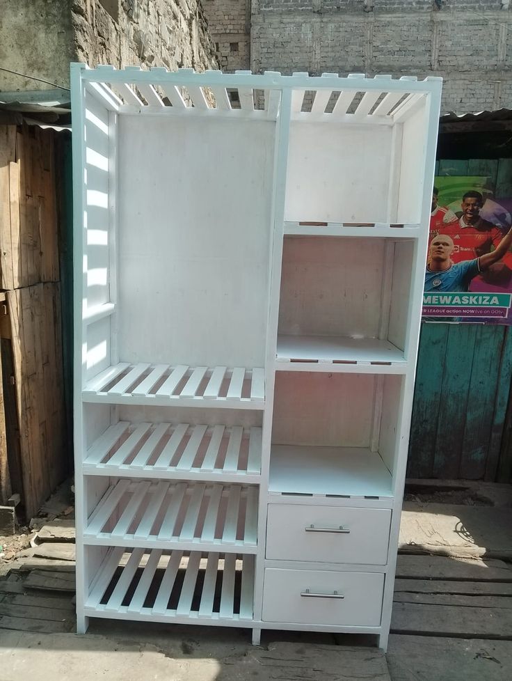 Modern White & Black Wooden Wardrobe Cabinet - Multi-functional Bedroom Storage Organizer with Shelves, Drawers, and Hanging Space - Durable Home & Office Furniture - Stylish Space-Saving Closet