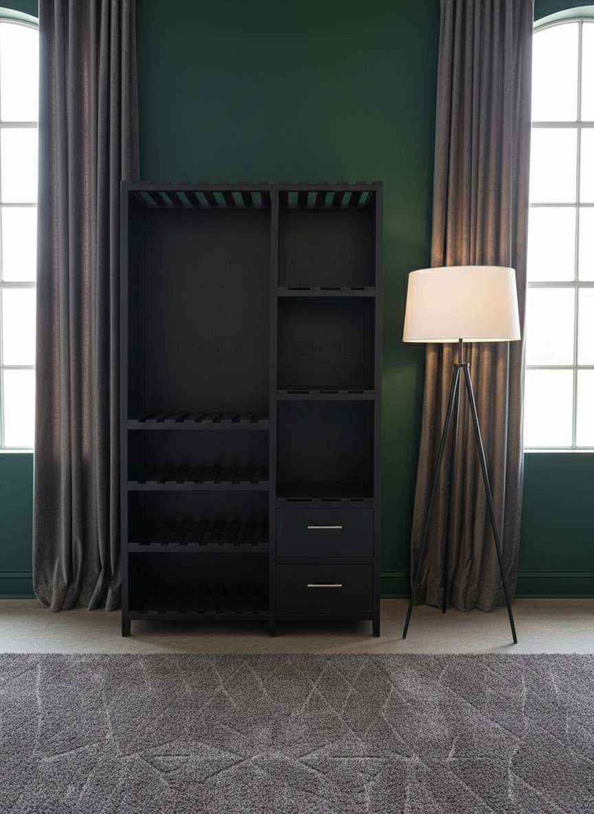 Modern White & Black Wooden Wardrobe Cabinet - Multi-functional Bedroom Storage Organizer with Shelves, Drawers, and Hanging Space - Durable Home & Office Furniture - Stylish Space-Saving Closet