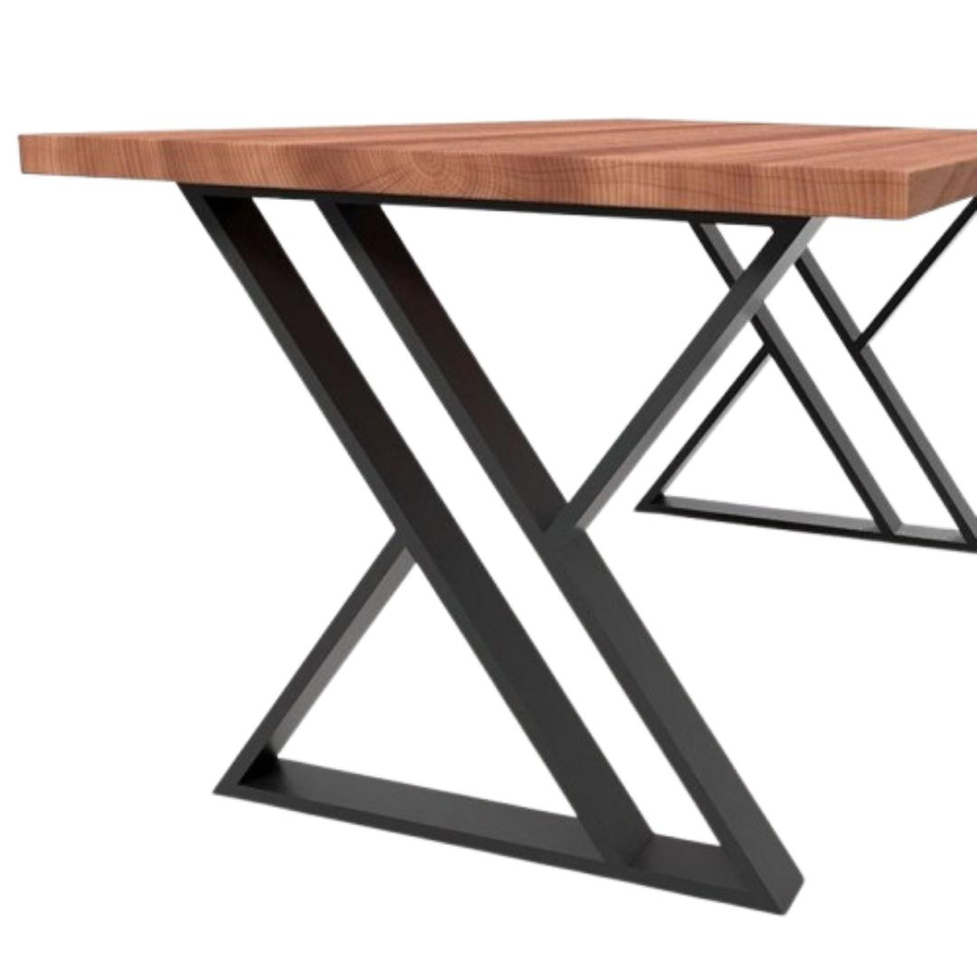 ​Modern Industrial Office Desk - Stylish Z-Shaped Metal Legs Study Table - Heavy Duty Home Office Workstation, Durable Wooden Top Computer Desk, Elegant Minimalist Gaming Table & Furniture Decor