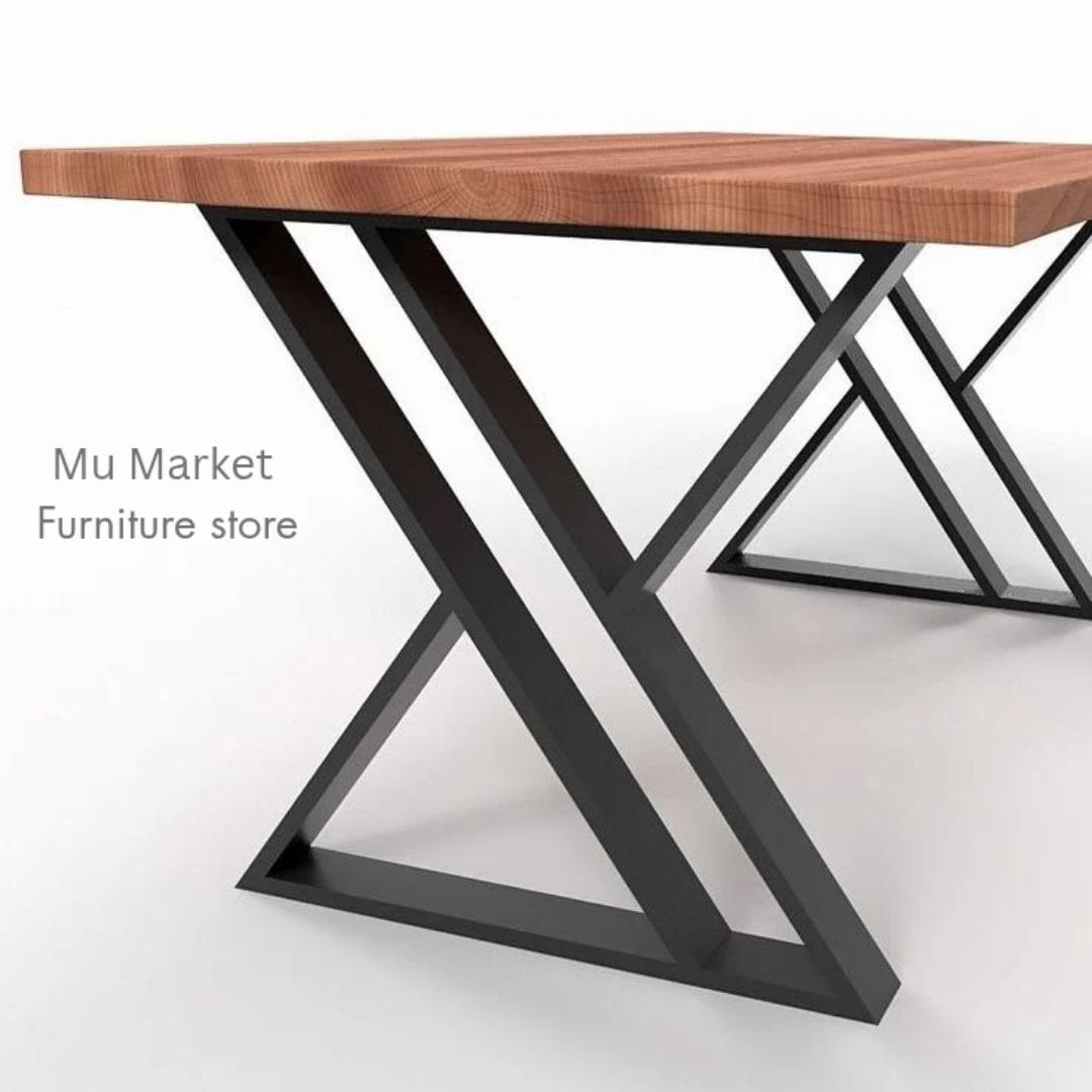 ​Modern Industrial Office Desk - Stylish Z-Shaped Metal Legs Study Table - Heavy Duty Home Office Workstation, Durable Wooden Top Computer Desk, Elegant Minimalist Gaming Table & Furniture Decor