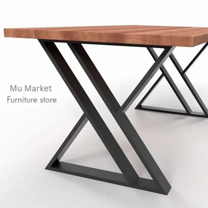 ​Modern Industrial Office Desk - Stylish Z-Shaped Metal Legs Study Table - Heavy Duty Home Office Workstation, Durable Wooden Top Computer Desk, Elegant Minimalist Gaming Table & Furniture Decor