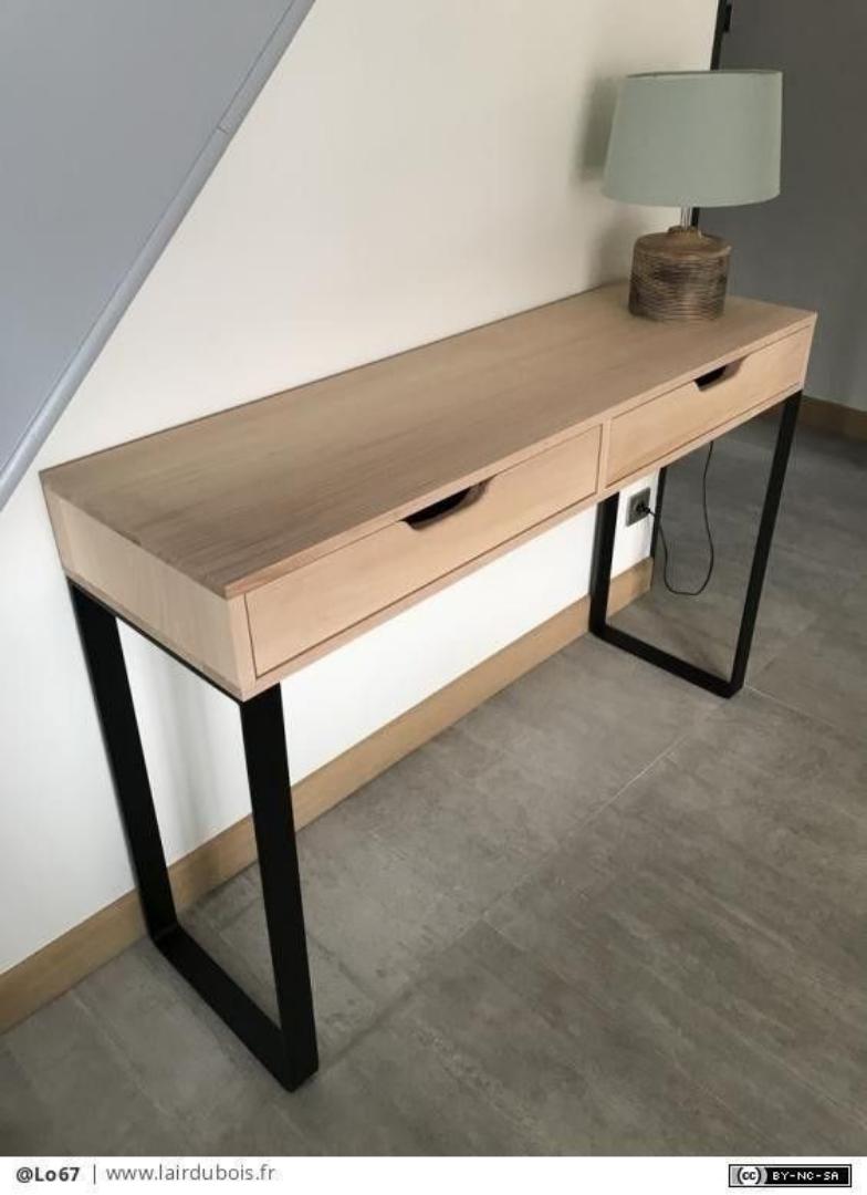 ​Modern Console Table with 2 Drawers - Slim Entryway Desk & Hallway Side Table - Sleek Metal Legs, Minimalist Dressing Table for Living Room, Bedroom & Office - Elegant Nordic Home Decor Furniture