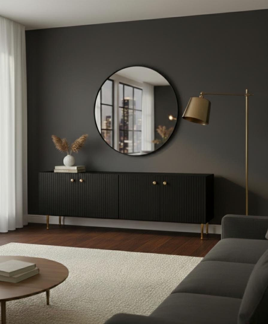 Cabinet - Elegant White & Gold Luxury Entertainment Center for Living Room, Dining Room & Office - Stylish TV stand Console Table with Storage & Golden Metal Legs