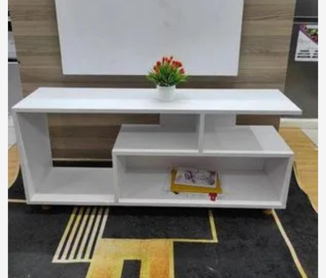​Modern Minimalist TV Stand & Entertainment Center - Royal Teak Top with Sleek Black Finish, Versatile Coffee Table & Media Console for Living Room, Durable Wooden TV Cabinet for Home Office