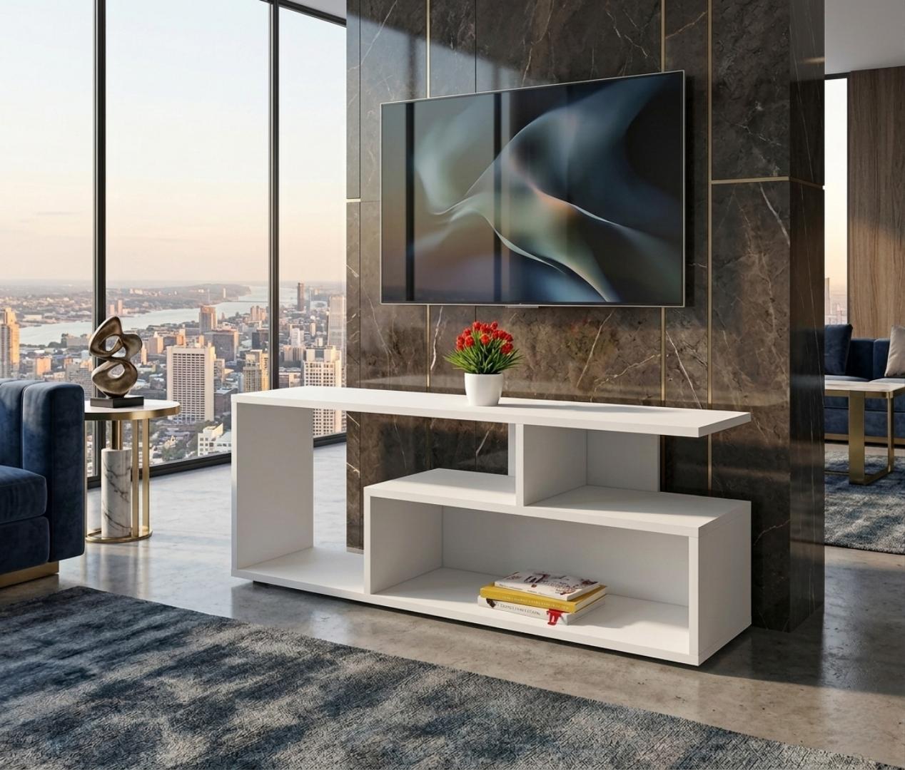 ​Modern Minimalist TV Stand & Entertainment Center - Royal Teak Top with Sleek Black Finish, Versatile Coffee Table & Media Console for Living Room, Durable Wooden TV Cabinet for Home Office