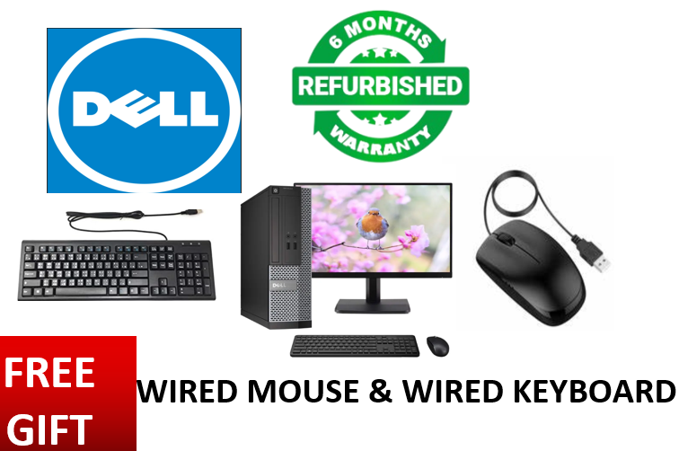 REFURBISHED Dell OptiPlex 3020 Desktop Computer – Intel Core i5-4590 3.30 GHz , 4GB RAM, 500 GB HDD, 4TH Gen– Small Form Factor Mini PC- 17.5 " Monitor - Windows 10 Black