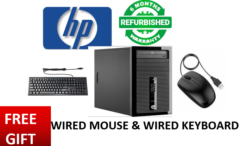 Refurbished HP ProDesk 400 G1 Tower Computer PC, Intel Quad Core i3-4130 up to 3.4GHz, 8G DDR3, 500GB HDD, DVD, Windows 10 Pro 64 Pro