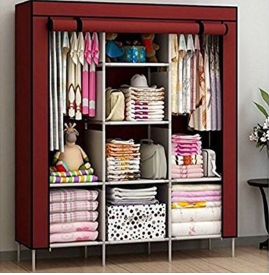 TC 3 Columns DIY Wardrobe,Large Capacity Assemble Closet Wardrobe,Portable Closet for Bedroom,Clothes Rail with Non-Woven Fabric Cover, Clothes Storage Organizer